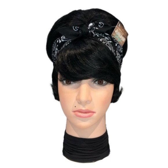 Black Paisley Rockabilly Bandana Tie Headband - Picture 3 of 13